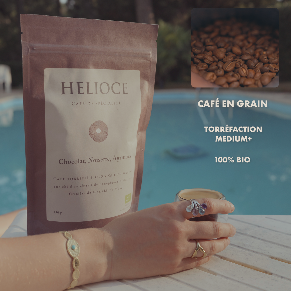 HELIOCE Clarté - Coffee Beans, enriched with Lion's Mane Mushroom Extract