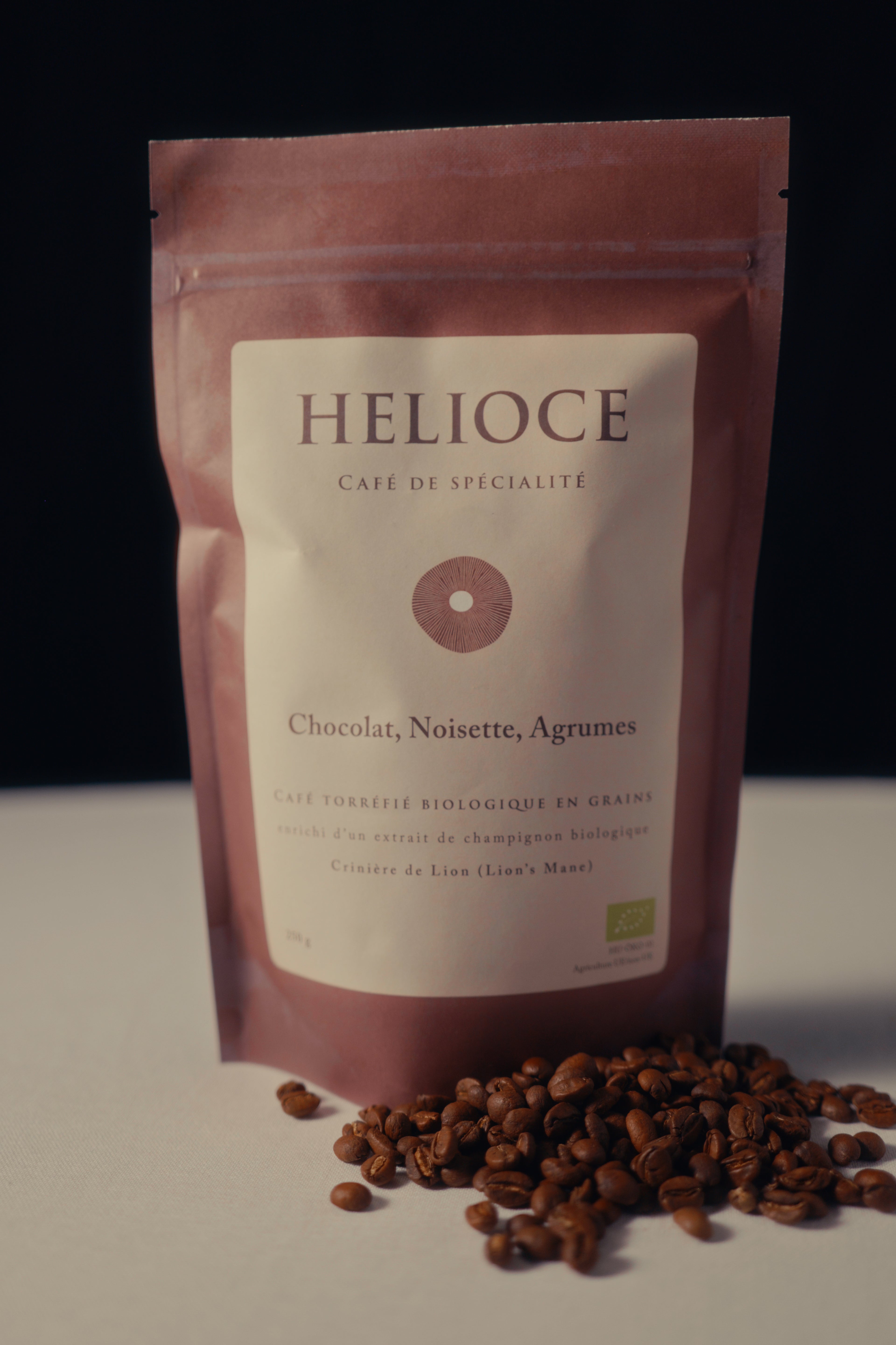 HELIOCE Clarté - Café en grains, enrichi en extrait de champignon Crinière de Lion (Lion's Mane)